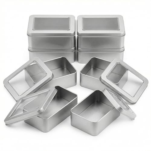 QWORK® 8stk. Klein Blechdose mit Deckel, 107x72x60 mm Klein Aufbewahrungsbox zur Aufbewahrung von Kleinigkeiten oder als Geschenkbox