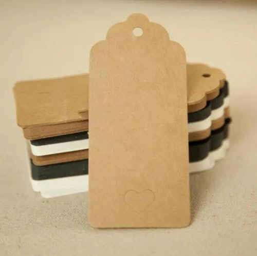 Blanko-Geschenkanhänger aus Kraftpapier, Preisschilder aus Pappe, DIY-Notizenanhänger, braune Papieretiketten, 100 Stück, Schwarz