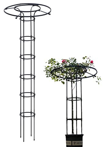 Generic 210cm Black Round Garden Trellis for Climbing Plants, Vertical Metal Plant Support, Rustproof, 2.35 pounds