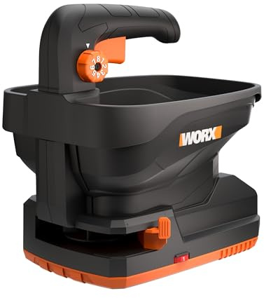 WORX 20V Cordless Seed Spreader 6-Speeds 5-Ft. Max Distance, Fertilizer Spreaders 8 Flow-Rate Settings, Broadcast Spreader Easier Than Hand Spreaders for Lawns WG869.9 – Tool Only