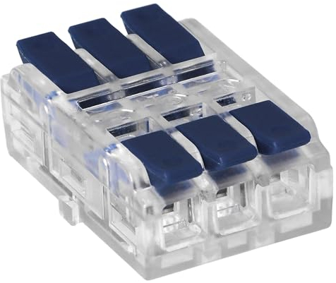 Miratic Bloque de Terminales Reversible para Cualquier Cable de 0,75-4mm² - Conectores Electricos - Clemas Electricas - Fichas de Empalme Electrico IEC 250V/32A (3 hilos/blister de 4 piezas)