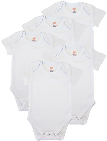 M.M.C. Baby und Kleinkind Kurzarm Body 5er Set - 100% Baumwolle - Jungen, Mädchen und Unisex (Weiß, 68 (6 Monate))