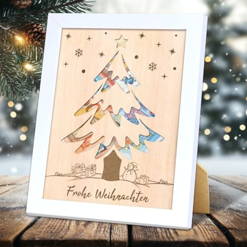 Geldgeschenk Weihnachten Bilderrahmen, Geldgeschenke Verpackung Weihnachten mit Weihnachtsbaum, Geldgeschenke Weihnachten, Lustige Weihnachtsgeschenke für Frauen, Männer, Freunde, Familie, Kollegin