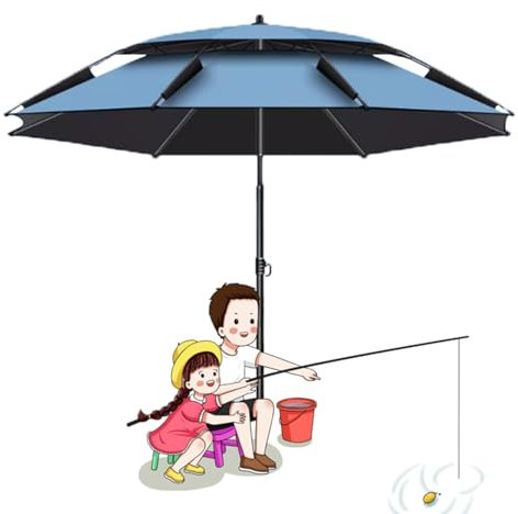 Ombrellone per Pesca Esterno Ombrellone da Giardino Impermeabile Parasole da Spiaggia Viaggio Regolabile a 360° con 16 Stecche, parasole patio(ø260cm)