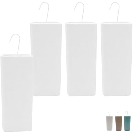 Paluplus Set 4 Evaporatori d'acqua per termosifoni in Ceramica, misura 8x4x19 cm, Umidificatore con motivo LUCIDO e gancio a forma di S -2025 (Bianco)