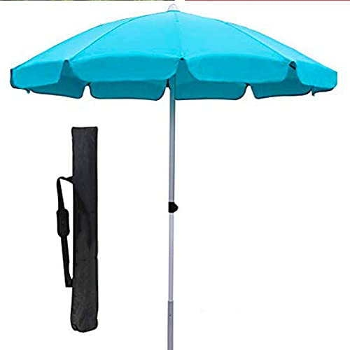 QXIWAOE Strandschirm Blau/Beige Gartensonnenschirm Sonnenschirm Tragbarer Terrassen-Marktschirm Runder großer Sonnenschutz aus Polyester (Farbe: Blau)