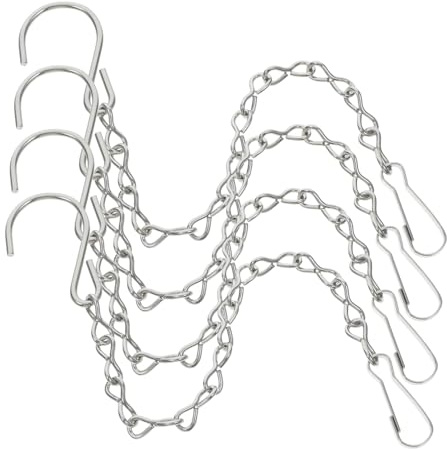 OKUMEYR Chains Versatile Hooks S for with Or in Basket Silver 4pcs Hanging and Easy Installation Iron Suitable Plants Baskets in Garden Or Patio
