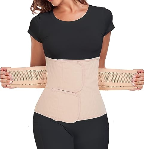 MAMODY Bauchgurt Nach Geburt - Bauchband Nach Geburt für Damen | Rückbildungsgürtel Nach (Beige, L)