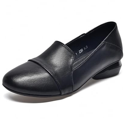 Mary Jane Court Shoes for Women UK Sale Clearance, Ladies Faux Leather Pumps Low Chunky Heel Sandals Closed Toe Slides, Slip On Cushioned Sliders Wide Fit Shoes Comfy Slide Formal Smart Office Shoe