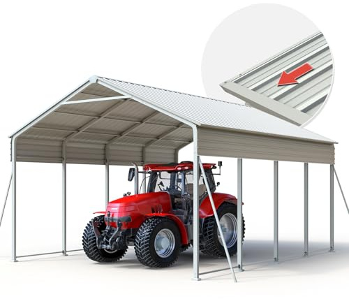 Quictent Heavy Duty 12x21 FT Vertical Roof Metal Carport, Pre-Drilled All Weather Car Shelter for Boat, Vehicles & Farm Equipment