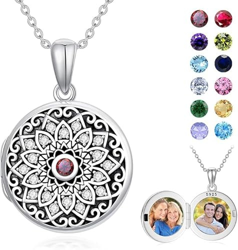Shusukue Personalisierte Amulett zum öffnen Silber 925 Silber Medaillon zum öffnen für Bilder Alskette Herzkette mit Gravur Foto Amulett Anhänger Herzmedallion