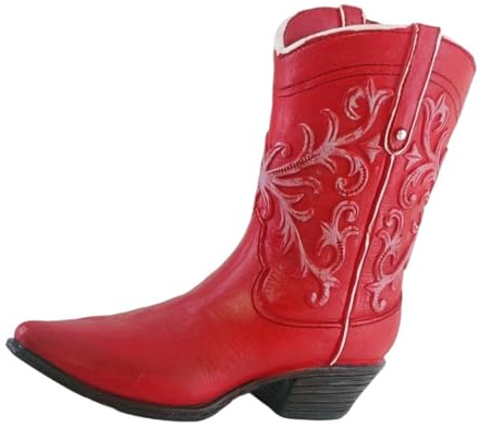 LOVIVER Cowboy Boot Resin Vase, Red Western Flower Pot Ornament