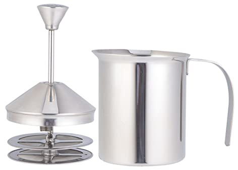 VERDANVERSE Montalatte Elettrico? No Montalatte Manuale in Acciaio Inossidabile 400cc Schiuma Latte a Doppio Filtro a Doppio Strato, per Cappuccino e Latte