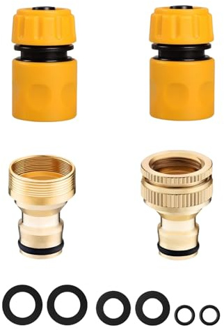 Universal Kitchen Hose Tap Connector 3/4 & 1/2 Quick Connectors Fitting Set Universal Mixer Tap Hose Connector Faucet Hose Attachments Adapter for Kitchen Sink Garden Hosepipe