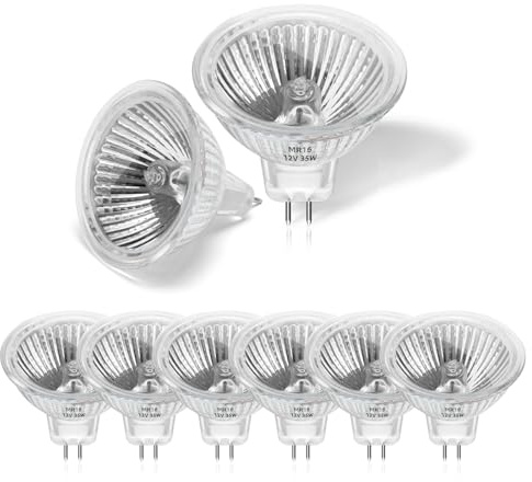 Pack de 8 Ampoule 35w 12v MR16, 420LM Spot Halogene GU5.3 Dimmable Blanc Chaud 2700K, 2 Broches Ampoules Halogène Couvercle en Verre pour Plafonnier, pour Plafonnier, Eclairage sur Rail Encastré