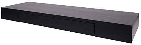 Berlinlodge Wandregal HxBxT 8x80x25cm Schublade Massiv-Holz Schwarz Schweberegal Wandboard Hängeregal Regal schwebend Küche Wohnzimmer Schlafzimmer Flur Deko Büro einfache Montage