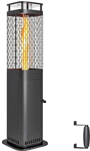 Outsunny Estufa de Pellets, 6.86 KW, sin Electricidad, Estufa de Leña con Tubo de Vidrio, Base Antideslizante y Rejilla Metálica, Calefactor de Pellets sin Humo para Jardín, Terraza, Exterior, Negro