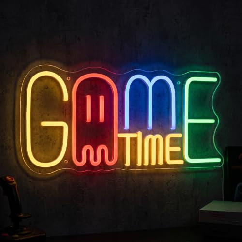 Game Time Led Neonlicht Neon Schild Usb Betrieben Dimmbar Gamer Neon Lampe Modernes Wanddeko-Licht für Gamer Zimmer Cave Schlafzimmer Party Wohnzimmer für Jungen im Teenageralter