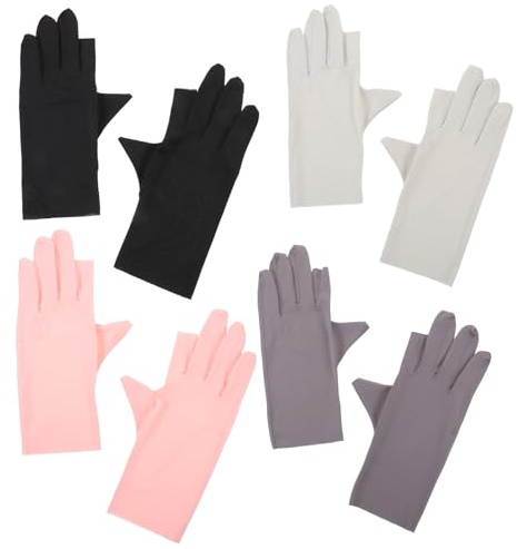 LALADEFIEE 4 Pares de Guantes Material Chinlon y Permiten Movimiento sin Restricciones de Protección UV Previenen Callos para Manicura Ideales para Salones de Uñas