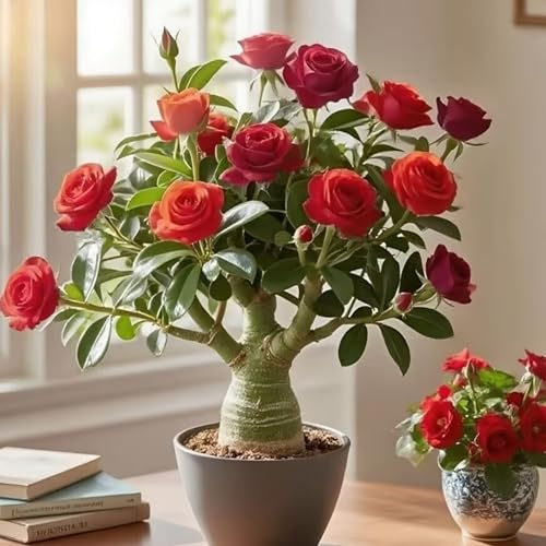 Mix Rizoma Di Rosa Del Deserto, Resistenti Al Freddo E Alla Siccità, Facile Da Coltivare, Splendide esposizioni in giardino-1 Rizoma-F