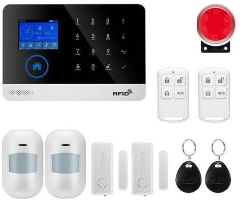 Sin Cuotas Mensuales De Alarma For Seguridad Antirrobo En El Hogar Tuya Smart House App Control 433MHz GSM Inalámbrico Con Cámara Sensor Movimiento(W2B Bundle 2)