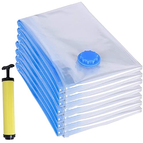 Vakuumbeutel für Kleidung Bettdecken, 7 Stück Vakuumierbeutel kleidung Groß Wiederverwendbar Aufbewahrungsbeutel Vacuum bags for Clothing,7 * 70x50cm+1 Handpumpe