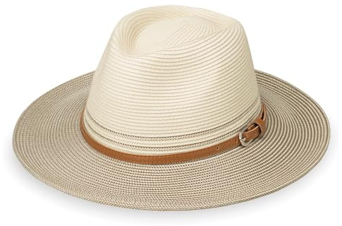 Wallaroo Women’s Kristy Fedora (Ivory/Stone) – UPF 50+ UV Protection, Wide Brim, Packable, Adjustable, Medium Size – Women’s Fedora Sun Hat for Travel, Outdoor Adventures, Beach, Spring & Summer