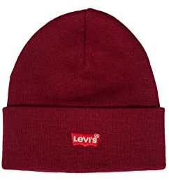 Levi's Red Batwing Embroidered Beanie, Cuffia Uomo, Rosso (Dark Bordeaux), Taglia Unica