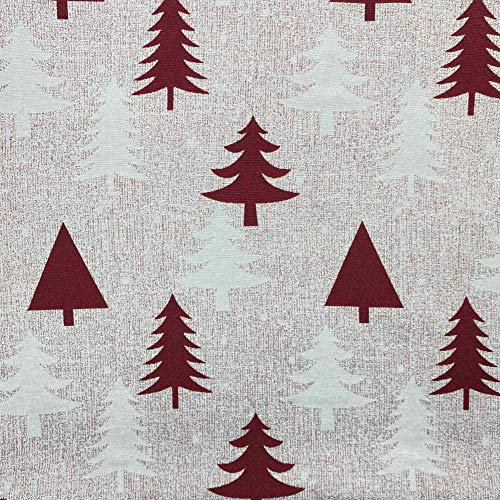 Kt KILOtela - Meterware Weihnachtsstoff - Jacquard - Breite 280 cm - Länge wählbar 50 in 50 cm | Tannen - Kastanienbraun, Weiß