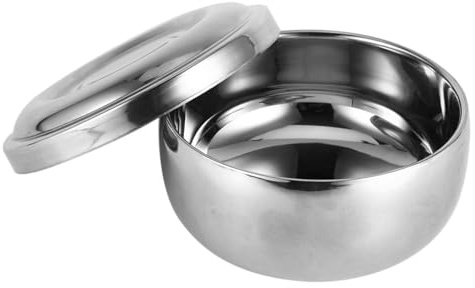 Rasierschüssel mit Deckel | Hochwertige Metall-Schale für Nassrasur | Seifenschale Glänzend Silber | Rasierschaum Behälter | Männer Premium Rasiererfahrung