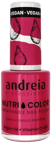 Andreia Professional NutriColor Atmungsaktiver Nagellack - Veganer und Tierversuchsfreier - Nagelkunst Nagellack mit langanhaltendem Glanz-Finish - Farbe NC37 Hellrot – 10.5 ml