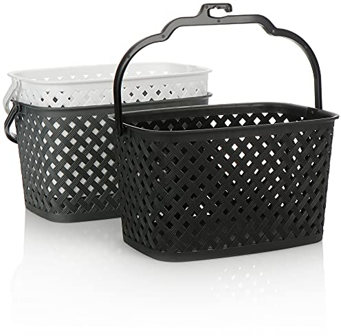 COM-FOUR® 3X Panier pour Pinces à Linge - Sac pour Pinces à Linge en Forme de Panier pour l'intérieur et l'extérieur (3 pièces - Blanc/Gris/Noir)