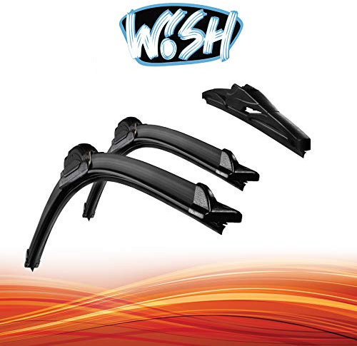 Wish® Universal Premium Set Front and Rear Windscreen Wiper Blades, Window Wipers Length 21 Inches 530 mm / 19 Inches 480 mm / 12 Inches 300 mm Flat Bar Wiper + ReView G UP21.19.A.RG12