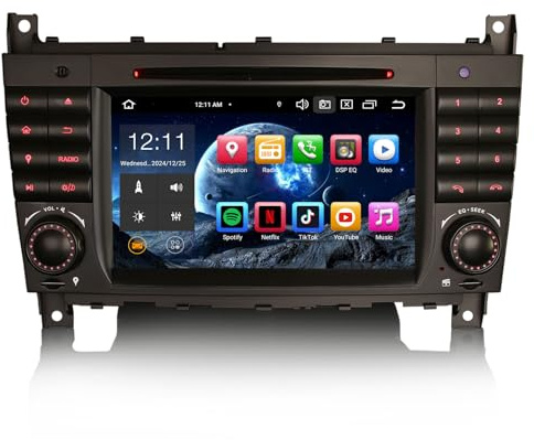 Erisin 7 Zoll 8-Kern 4GB RAM 64GB ROM Android 14 Autoradio Bluetooth GPS für Mercedes Benz C/CLC/G Klasse W203 CL203 W463, Autoradio 2din CarPlay Android Auto WiFi DSP SWC RDS DAB+ OBD2 Canbus DVD