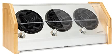 Klarstein Garonne 6 Uhrenbeweger für Automatikuhren - Uhrendreher mit 3 Drehtellern für 6 Uhren, Watch Winder mit 3 Drehgeschwindigkeiten, 4 Ratationsmodi, Bambusgehäuse