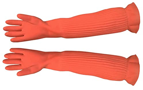 Fowybe Guanti da cucina impermeabili, guanti da cucina, guanti da pulizia riutilizzabili, guanti lunghi in gomma per la pittura della casa da giardino