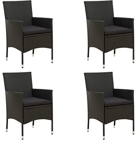 vidaXL Trädgårdsstolar med dynor 4 st konstrotting svart, trädgårdsstol, loungestol, matstol, trädgårdsstolar, loungestolar, matstolar, altanstol
