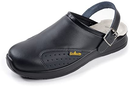 EuroRoutier Work Slipper, Sabots en Cuir avec Sangle Pivotant Ajustable et Boucle en métal OB A-E-FO SRC (Numeric_45)