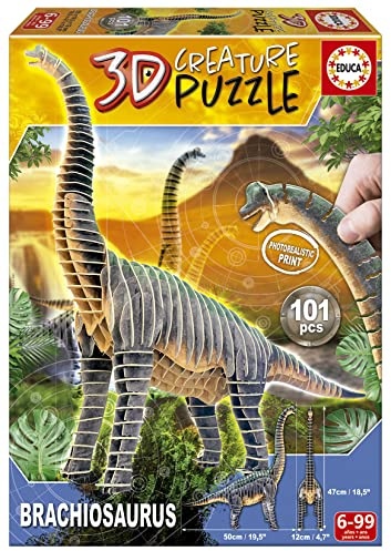 Educa - Brachiosaurus, 3D Puzzle für Erwachsene und Kinder ab 6 Jahren, 101 Teile, Dinosaurier (19383)