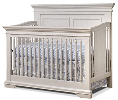 Sorelle Furniture Portofino Crib,Classic 4-In-1 Convertible Crib,Brushed Ivory Crib Made of Wood,Non-Toxic Finish, Wooden Baby Bed,Toddler Bed,Child’s Daybed and Full-Size Bed-Ivory