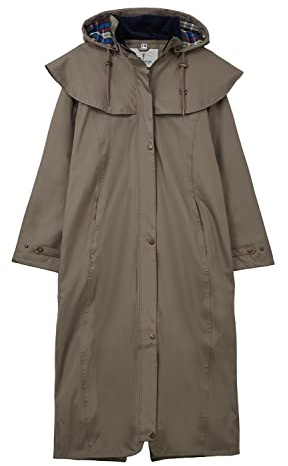LightHouse Womens Outback Warm Waterproof Raincoat - Ladies Full Length Lined Windproof Outdoor Coat with Removable Hood - Fawn - 14