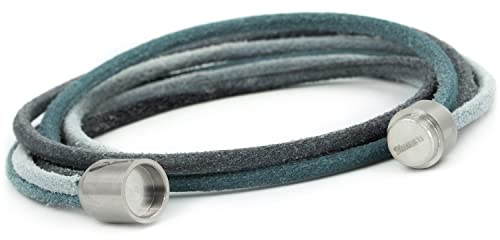 Simaru Echtleder-/Wickelarmband für Damen & Herren mit Magnetverschluss ((L - 41cm), Grau balboa)