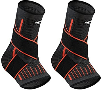 LQSCJS 1 Paar Knöchelbandage für Damen Herren, Einstellbar Sprunggelenkbandage, Fußbandage, Bandage Sprunggelenk, Fußgelenkbandage für Sport, Gelenkschmerzen (Orange, L)