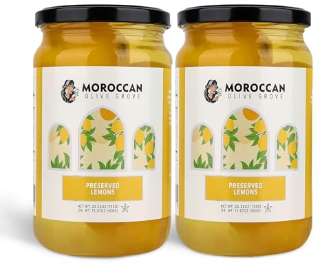 MOROCCAN OLIVE GROVE - Moroccan Preserved Lemons (2 Pack) - 26.28oz (745g) – Authentic Moroccan Whole Preserved Lemons in a Jar - For Salads, Tagines, Couscous