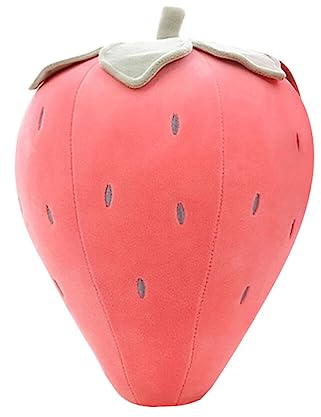 Uposao Niedliches Erdbeere Plüschtier,25CM Kreative Süße 3D Erdbeere Obst Komfort Gefüllte Plüsch Kissen Stofftier Kuscheltier Kinderzimmer Dekokissen Geburtstagsgeschenk für Kinder Erwachsene,Rosa