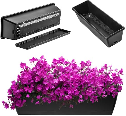 KADAX Blumenkasten 60 cm, Anthrazit – Pflanzkasten aus Kunststoff mit Untersetzer, widerstandsfähig und pflegeleicht, für Blumen und Kräuter im Außenbereich