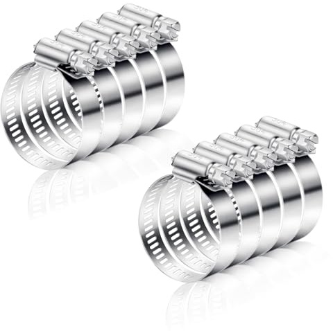 10 Stück Schlauchschellen Set 27-51mm Edelstahl Schlauchschelle Einstellbare Schellen Robuste Schlauchklemme Vielseitige Rohrschellen Kit für Wasserrohr Garten Haus Gas Rohr Teich Automobil-Tubing