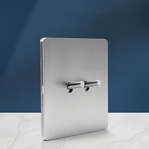 MAXEPO Palanca de interruptor gris 86 Tipo Dibujo Interruptor de luz de pared Interruptor de latón Mate Acero inoxidable puro Color primario 1-4 Gang 2 vías Panel cepillado oculto Control dual Toma de