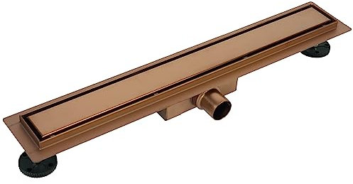 BALNEO Caniveau de Douche, Caniveau de Douche 60 en Cuivre, Siphon de Sol en Acier Inoxydable, Bas 52mm, avec Grand Tamis, Deux Côtés avec Panneau ou sous Plaque, Duplex Next 2en1