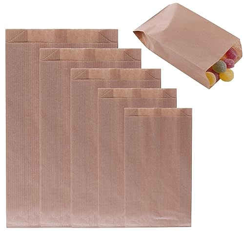 DIY-24H | 5 tamaños diferentes | Bolsas de papel de color marrón, bolsas de regalo pequeñas para dulces, bolsas de papel kraft, bolsas de galletas, bolsas de pan, bolsas de pan (210 x 430 x 80 mm,